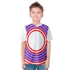 Stars Stripes Circle Red Blue Space Round Kids  Cotton Tee