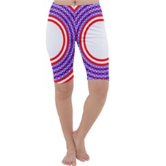 Stars Stripes Circle Red Blue Space Round Cropped Leggings 