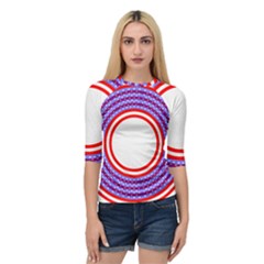 Stars Stripes Circle Red Blue Space Round Quarter Sleeve Raglan Tee