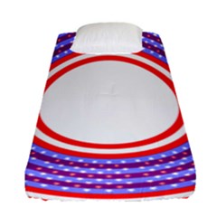 Stars Stripes Circle Red Blue Space Round Fitted Sheet (Single Size)