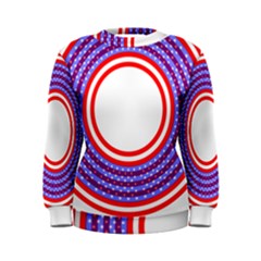 Stars Stripes Circle Red Blue Space Round Women s Sweatshirt