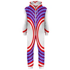 Stars Stripes Circle Red Blue Space Round Hooded Jumpsuit (Men) 