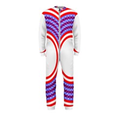 Stars Stripes Circle Red Blue Space Round OnePiece Jumpsuit (Kids)