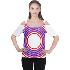 Stars Stripes Circle Red Blue Space Round Cutout Shoulder Tee