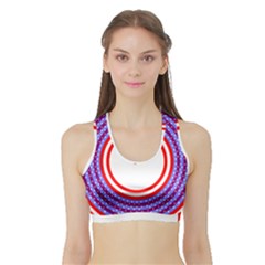 Stars Stripes Circle Red Blue Space Round Sports Bra with Border