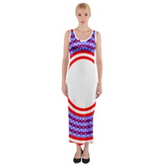 Stars Stripes Circle Red Blue Space Round Fitted Maxi Dress