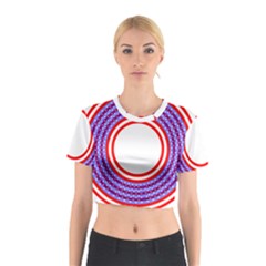 Stars Stripes Circle Red Blue Space Round Cotton Crop Top