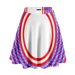 Stars Stripes Circle Red Blue Space Round High Waist Skirt