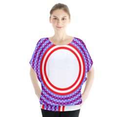 Stars Stripes Circle Red Blue Space Round Blouse