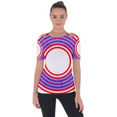 Stars Stripes Circle Red Blue Space Round Short Sleeve Top