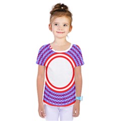 Stars Stripes Circle Red Blue Space Round Kids  One Piece Tee