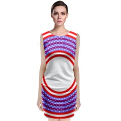 Stars Stripes Circle Red Blue Space Round Sleeveless Velvet Midi Dress