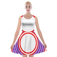 Stars Stripes Circle Red Blue Space Round Velvet Skater Dress