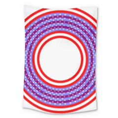 Stars Stripes Circle Red Blue Space Round Large Tapestry