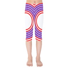 Stars Stripes Circle Red Blue Space Round Kids  Capri Leggings 