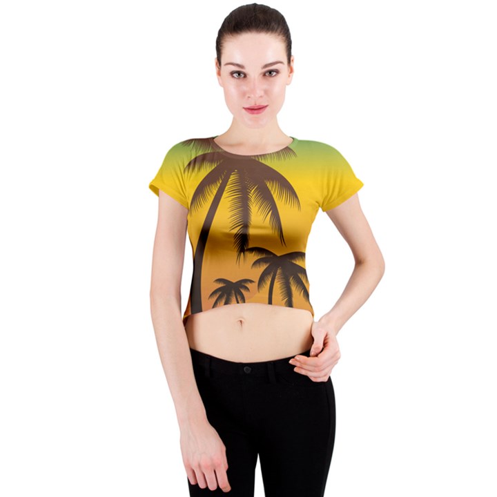 Sunset Summer Crew Neck Crop Top