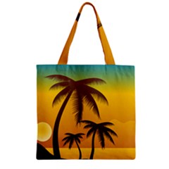 Sunset Summer Zipper Grocery Tote Bag by Mariart