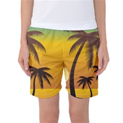 Sunset Summer Women s Basketball Shorts