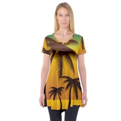 Sunset Summer Short Sleeve Tunic 