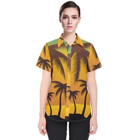 Sunset Summer Women s Short Sleeve Shirt by Mariart