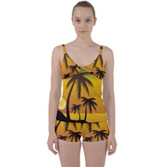 Sunset Summer Tie Front Two Piece Tankini