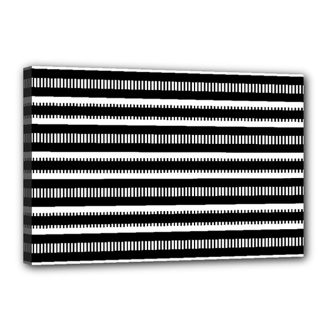 Tribal Stripes Black White Canvas 18  X 12 