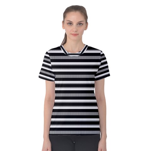 Tribal Stripes Black White Women s Cotton Tee by Mariart