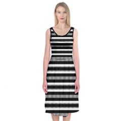 Tribal Stripes Black White Midi Sleeveless Dress