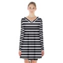 Tribal Stripes Black White Long Sleeve Velvet V-neck Dress View1