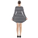 Tribal Stripes Black White Long Sleeve Velvet V-neck Dress View2