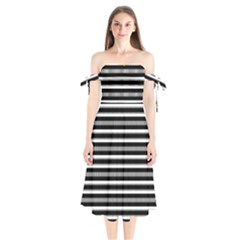 Tribal Stripes Black White Shoulder Tie Bardot Midi Dress by Mariart