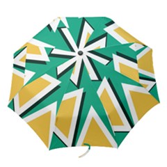 Triangles Texture Shape Art Green Yellow Folding Umbrellas by Mariart