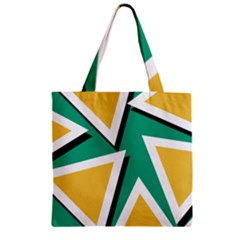 Triangles Texture Shape Art Green Yellow Zipper Grocery Tote Bag by Mariart