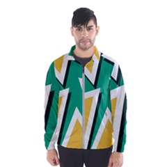 Triangles Texture Shape Art Green Yellow Wind Breaker (men)