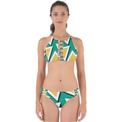 Triangles Texture Shape Art Green Yellow Perfectly Cut Out Bikini Set