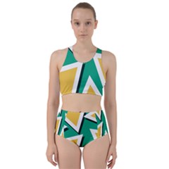 Triangles Texture Shape Art Green Yellow Racer Back Bikini Set