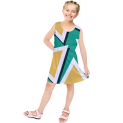 Triangles Texture Shape Art Green Yellow Kids  Tunic Dress