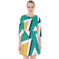 Triangles Texture Shape Art Green Yellow Smock Dress