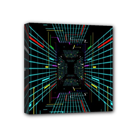 Seamless 3d Animation Digital Futuristic Tunnel Path Color Changing Geometric Electrical Line Zoomin Mini Canvas 4  X 4 