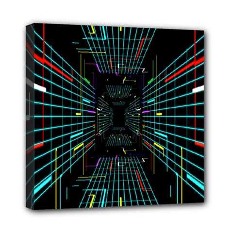 Seamless 3d Animation Digital Futuristic Tunnel Path Color Changing Geometric Electrical Line Zoomin Mini Canvas 8  X 8 