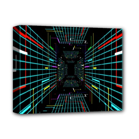 Seamless 3d Animation Digital Futuristic Tunnel Path Color Changing Geometric Electrical Line Zoomin Deluxe Canvas 14  X 11  by Mariart