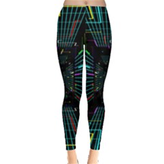 Seamless 3d Animation Digital Futuristic Tunnel Path Color Changing Geometric Electrical Line Zoomin Leggings  by Mariart