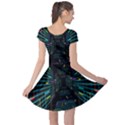 Seamless 3d Animation Digital Futuristic Tunnel Path Color Changing Geometric Electrical Line Zoomin Cap Sleeve Dress View2