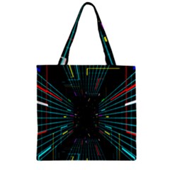 Seamless 3d Animation Digital Futuristic Tunnel Path Color Changing Geometric Electrical Line Zoomin Zipper Grocery Tote Bag