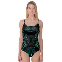 Seamless 3d Animation Digital Futuristic Tunnel Path Color Changing Geometric Electrical Line Zoomin Camisole Leotard  by Mariart