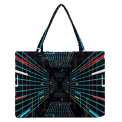 Seamless 3d Animation Digital Futuristic Tunnel Path Color Changing Geometric Electrical Line Zoomin Zipper Medium Tote Bag by Mariart