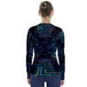 Seamless 3d Animation Digital Futuristic Tunnel Path Color Changing Geometric Electrical Line Zoomin V-Neck Long Sleeve Top View2