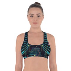 Seamless 3d Animation Digital Futuristic Tunnel Path Color Changing Geometric Electrical Line Zoomin Cross Back Sports Bra