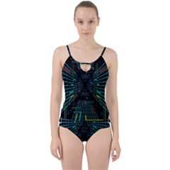 Seamless 3d Animation Digital Futuristic Tunnel Path Color Changing Geometric Electrical Line Zoomin Cut Out Top Tankini Set