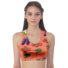 Vegetable Carrot Tomato Pumpkin Eggplant Sports Bra by Mariart